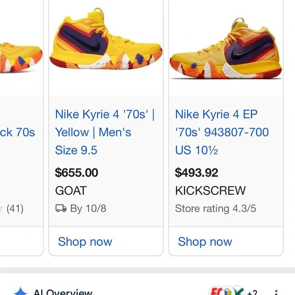 Nike Kyrie 4 '70s Yellow with Multicolor Accents - Picture 3 of 5